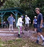 Building the gravel steps and platforms