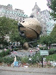 Damaged sculpture from the WTC now at Battery Park